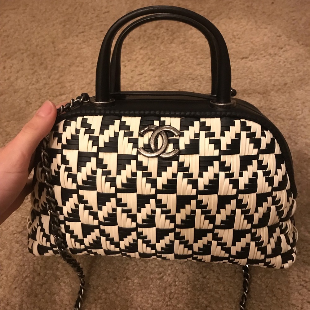 **SOLD** NWT CHANEL Calfskin Woven Bowling Bag - Picture 3 of 8